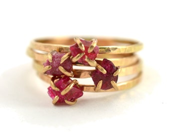Raw Ruby Ring, Raw Gemstone Ring, July Birthstone Ring