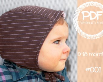 Brimless Baby Bonnet Sewing Pattern // Baby Sun Bonnet // Reversible Bonnet // Modern Bonnet // Animal Ear Bonnet // Hearing Aid Hat // Baby