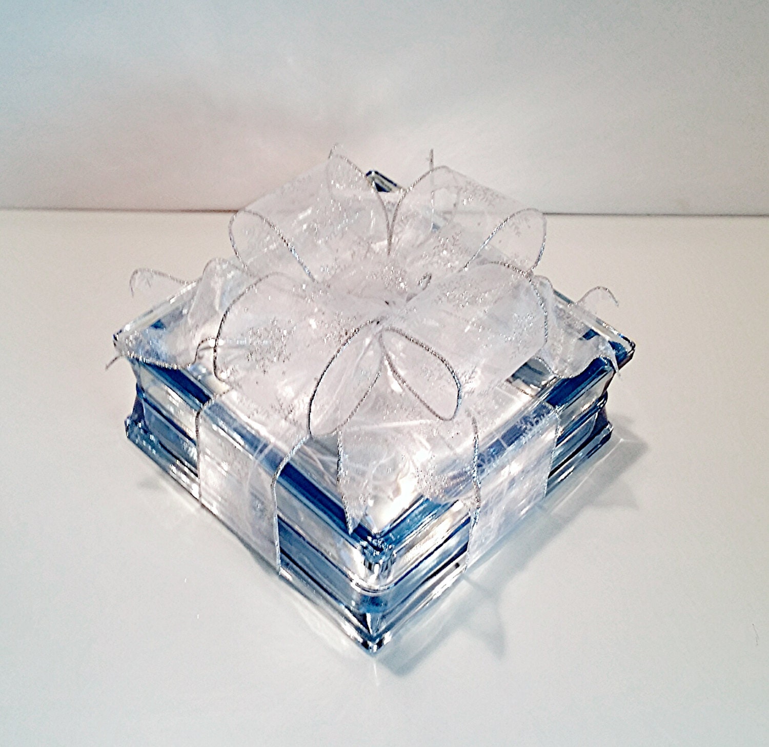 Blue Light Up Glass Block / Present For by BlissfullyEverAfter2