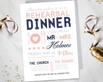 Modern Rehearsal Dinner Invitation (Digital file)