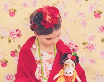 Frida Kahlo doll, cloth doll, Handmade, stuffed doll, hand painted
