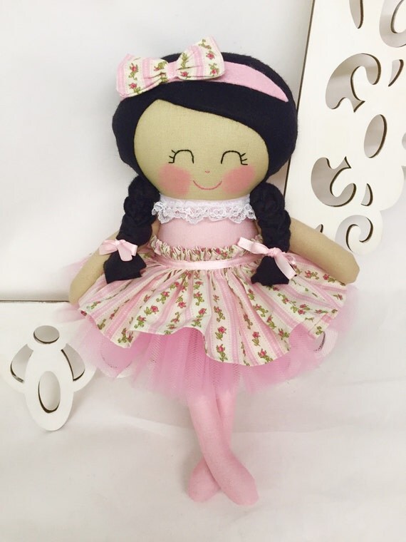 Cloth Baby Doll Pink Floral First Baby Doll by SewManyPretties