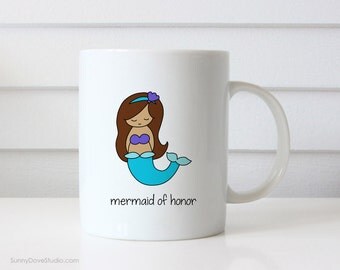 Maid of Honor Gifts Gift Mug Will You Be My Mermaid of Honor Bridesmaid Proposal Bridal Party Customized Beach Wedding Day Mugs Cute Fun
