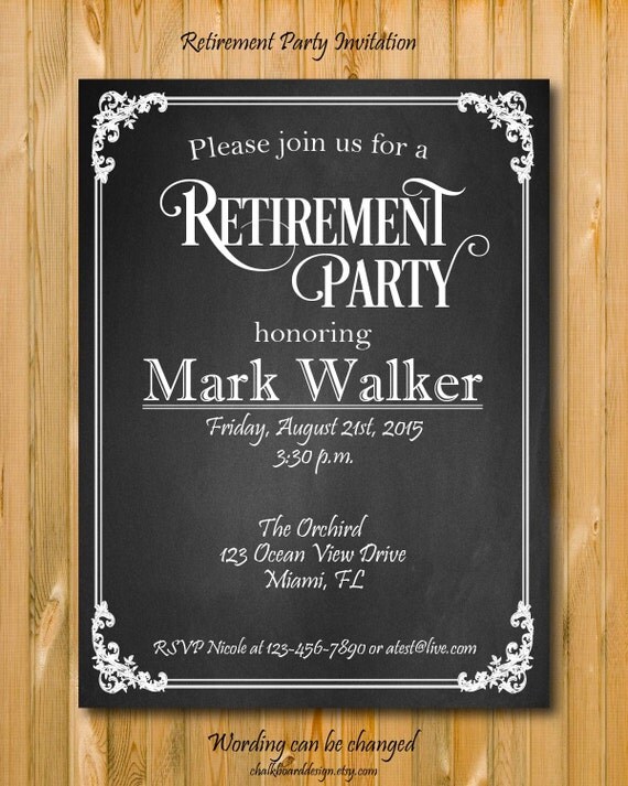 Printable Retirement Invitation Custom Invite chalkboard