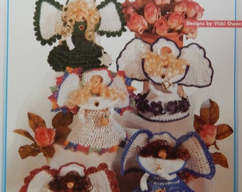 Clothespin Angel Crochet Patterns/ 16 Quick to Crochet Heavenly Angels by Vicki Owen/ Gifts for all occasions, ornaments, decorations