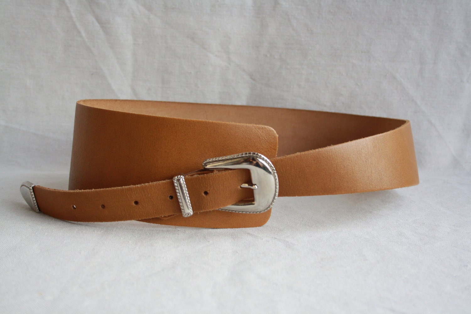 Vintage brown leather belt womens belt boho bohemian accessory