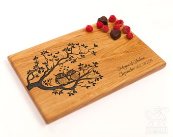 Personalized Cutting Board Wedding Gift Custom Wedding Gift For Couple Owls Engraved Cutting Board Wedding gift ideas Anniversary Gift