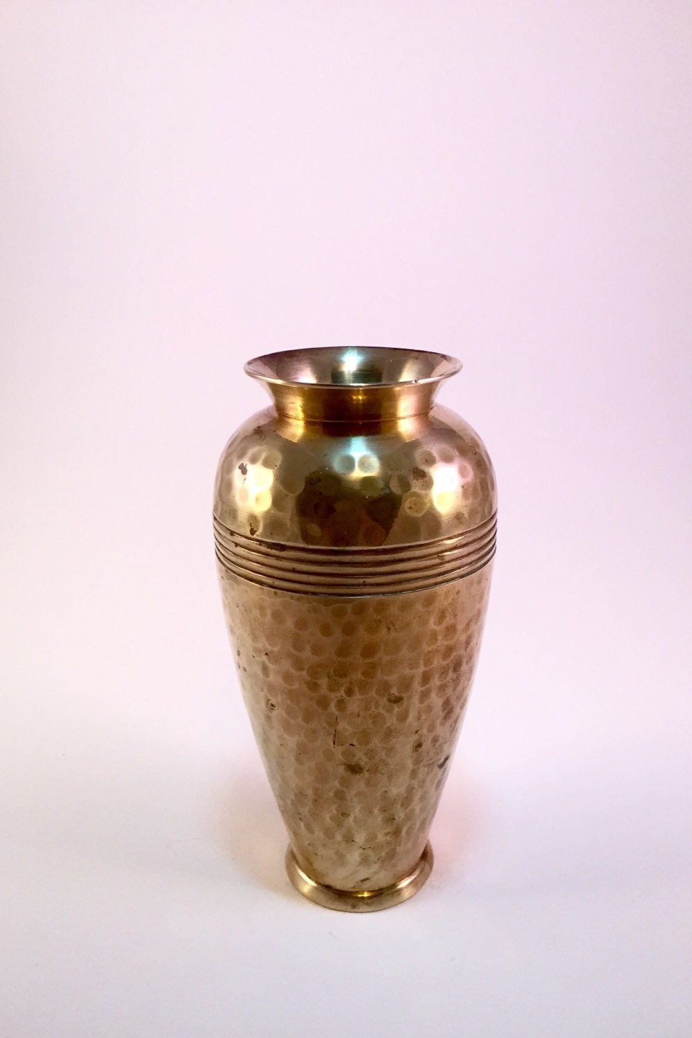 Vintage Hammered Brass Vase Solid Brass Made In India