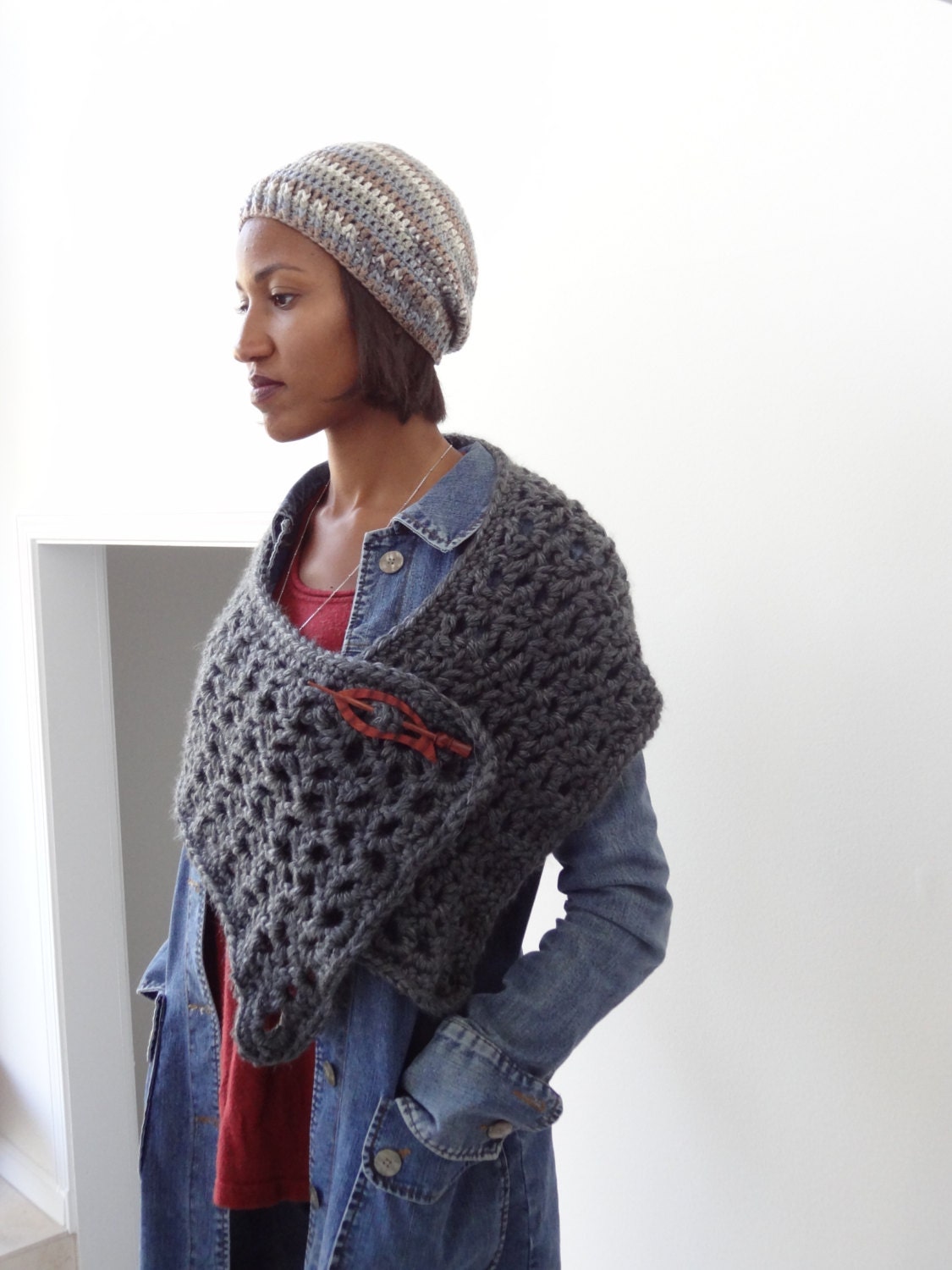 brown and cream beanie