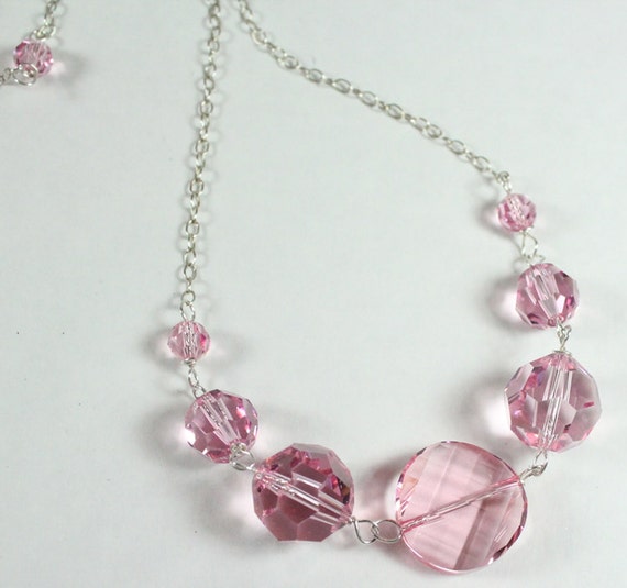 Light pink crystal necklace Clearance