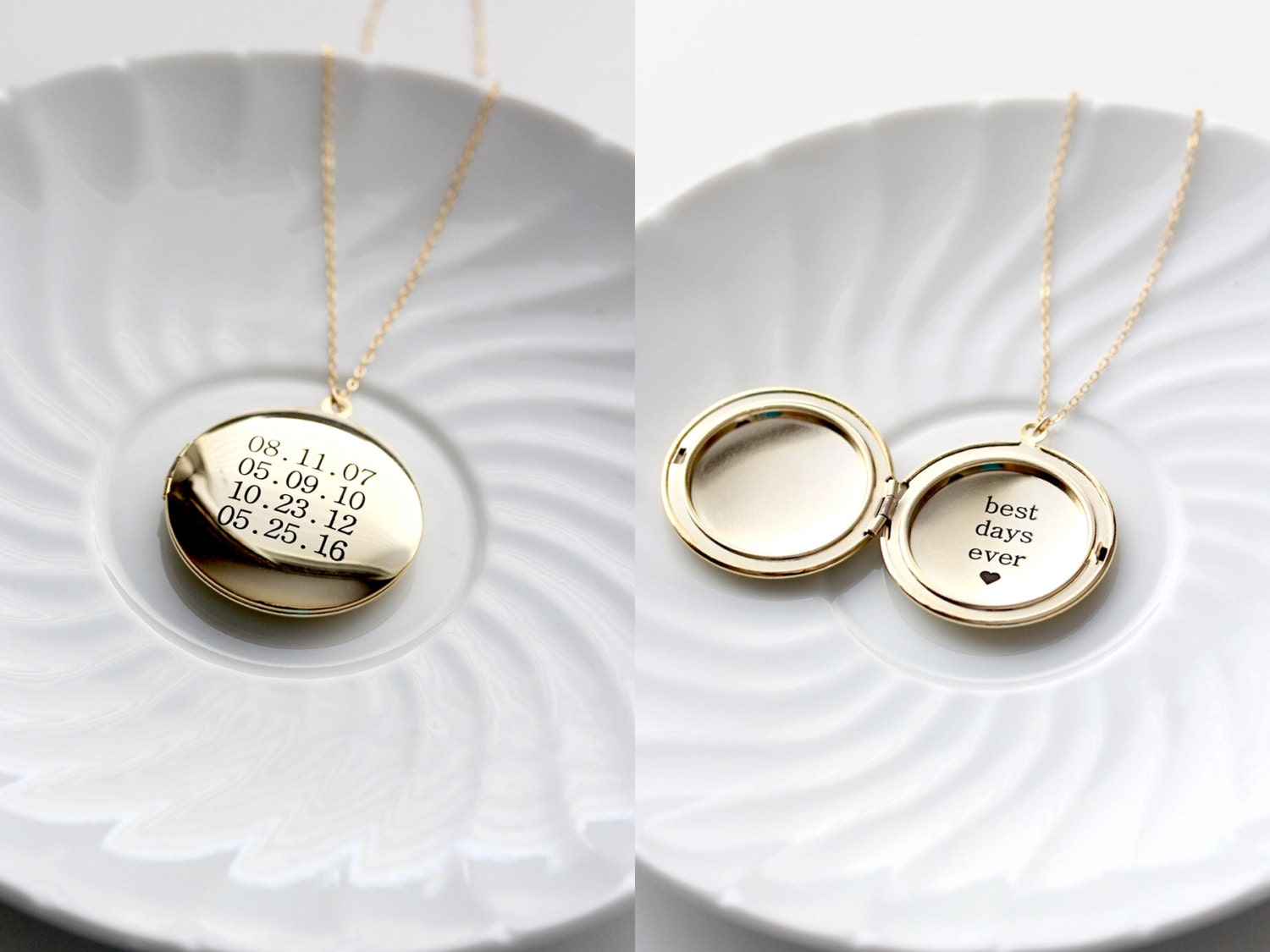 Engraved Locket Necklace LARGE Personalized Engraved Locket