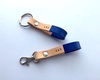 Custom Cobalt Handmade Leather Keychain