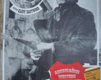 Pale Rider, Polish Poster, Clint Eastwood, 1980s, 27x38", Western Movie, American movies, original poster, wild west, killer poster, vintage
