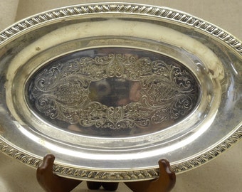 Vintage SHERIDAN SILVER PLATE Silver Plated Serving Tray, Braided Design Around Edge,Silver Houseware,Silver Holloware,Antique, #VH3019