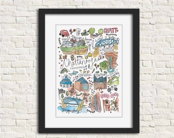 Chattanooga, Tennessee Illustration Art Print // 8x10 and 11x14
