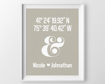 Personalized Wedding Anniversary Gift Paper Anniversary Housewarming Gift for Couple Ampersand Bridal Shower Gift First Home Gift 1st