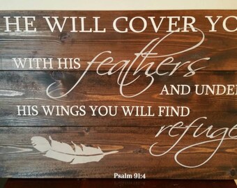 Items similar to He will cover you with His feathers, under His wings ...