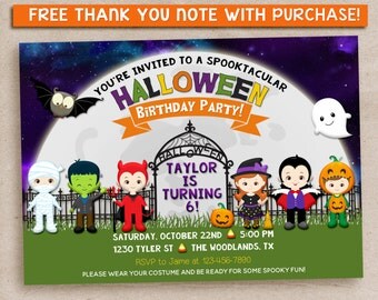 Halloween Birthday party invitation, Kids Halloween Invitation PRINTABLE