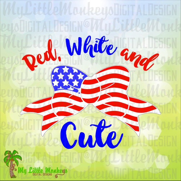 4th of July SVG Red White & Cute Flag svg Bow SVG