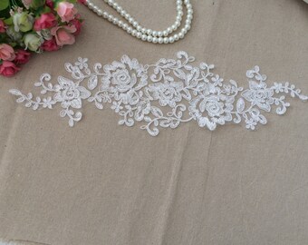 White Lace Appliques Venice Lace Flower Collars Corsage Costome Decor Lace Patches 1 Pair YL188