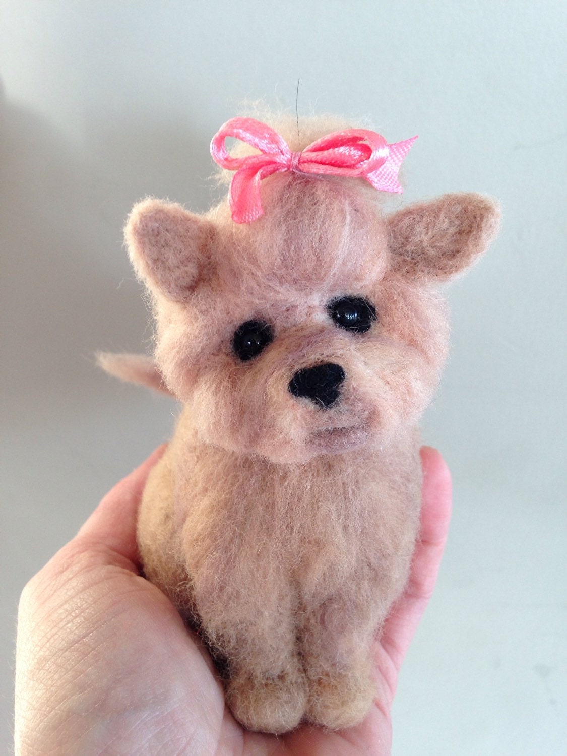 Needle felted dog felted Yorkie miniature gift brown and