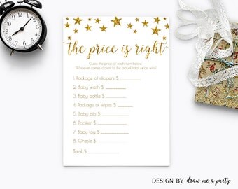 Twinkle Twinkle Little Star The Price Is Right Baby Shower Game, Gold Baby Shower Guess The Price Game , Printable Instant Download - STG03