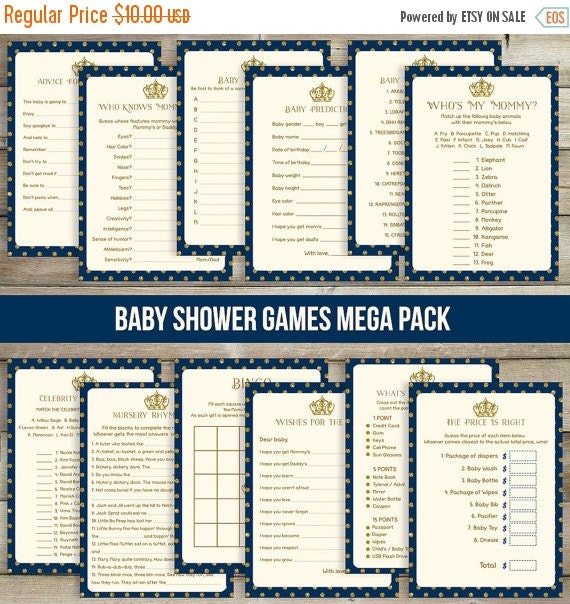 ON SALE Prince Baby Shower Games , Royal Baby Shower Game Package , Bingo , Wishes , Advice For 