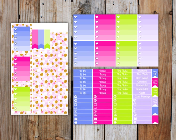 Glitter Summer Planner Stickers Kit (7 pages) | Summer Planner Sticker Kit | for use with ERIN CONDREN LifePlanner