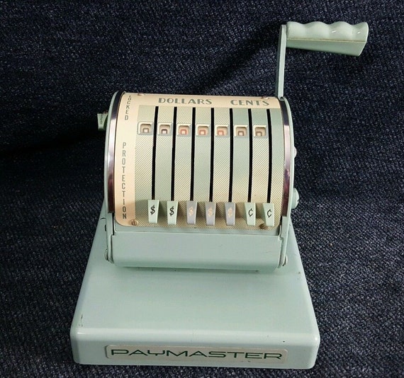 Vintage Paymaster X550 Check Writer With Cover And Key Green