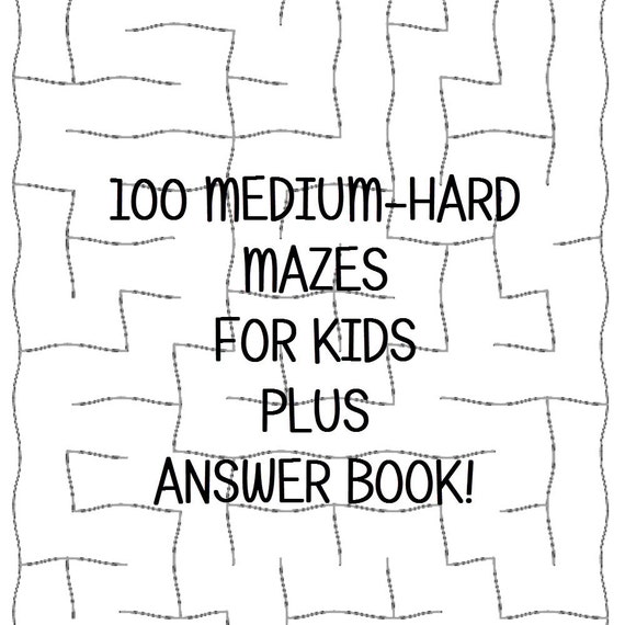 100 medium hard mazes for kids printable pdf instant download
