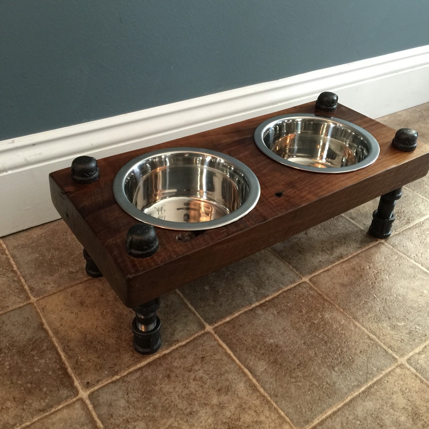 Reclaimed Barn Wood Raised Dog Feeder