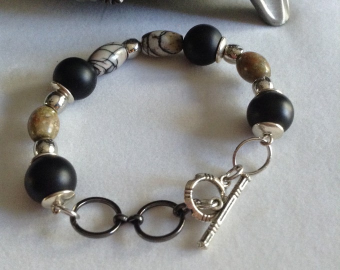 Onyx/Jasper Toggle Bracelet