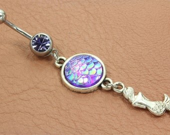 CHOOSE A COLOUR! Mermaid Belly Button Ring. Mermaid Scale Belly Ring. Mermaid Scale Jewelry. Beach Belly Ring. Mermaid Belly Piercing