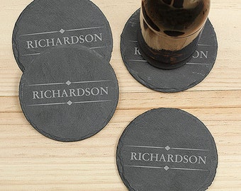 Engraved Slate Coaster Set , Coaster Set, Personalized Slate Coasters