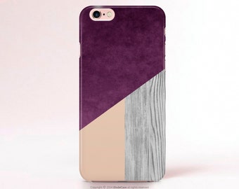Purple iPhone Case Wood Print Geometric iPhone 6 Case Pantone iphone 5 Case iPhone 5s Case Galaxy S6 Case Color Block iPhone 6s Case 57