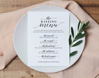 Kissing Menu, Wedding Kissing Menu, Kissing Menu Printable, Wedding Reception Sign, Wedding Game, Template, PDF Instant Download #BPB310_48