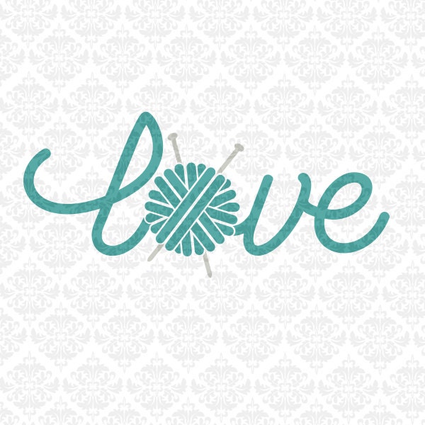 Knitting Knitter Crochet Crocheter Life Love Monogram Yarn Ball Craft SVG STUDIO Ai EPS Vector ...