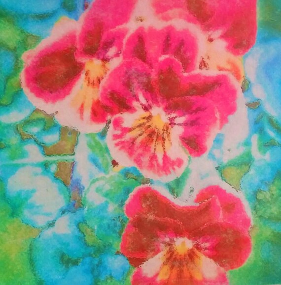 Items similar to Colorful floral wall art Pink Pansies, 8 x 8 on Etsy