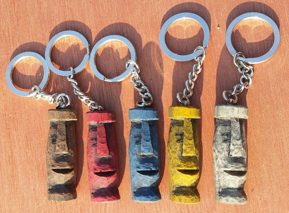 Items Similar To Tiki Keyring Keychain Acylic Resin Moulded From Wooden Carving With Chrome