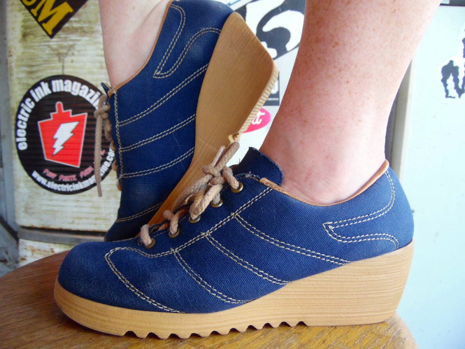 Vintage Blue Canvas Wedge SneakersWedgeArmadillo Brand70s Vintage Blue Canvas Wedge SneakersWedgeArmadillo Brand70s