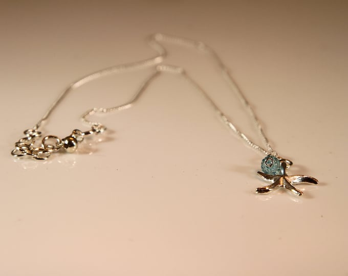 Sterling Silver Starfish & Crystal necklace