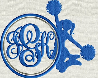 Cheerleader Monogram Font Frame Embroidery Design - Font not included - LARGER FRAMES ONLY - Instant download - Dst Exp Vp3 Jef Pes format