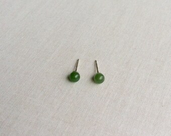 Jade Stud Earrings, Jade Earrings, Jade Jewelry, Green Jade Earrings, Nephrite Jade Earrings, Green Earrings, 4mm Earrings, Jade, GSE26