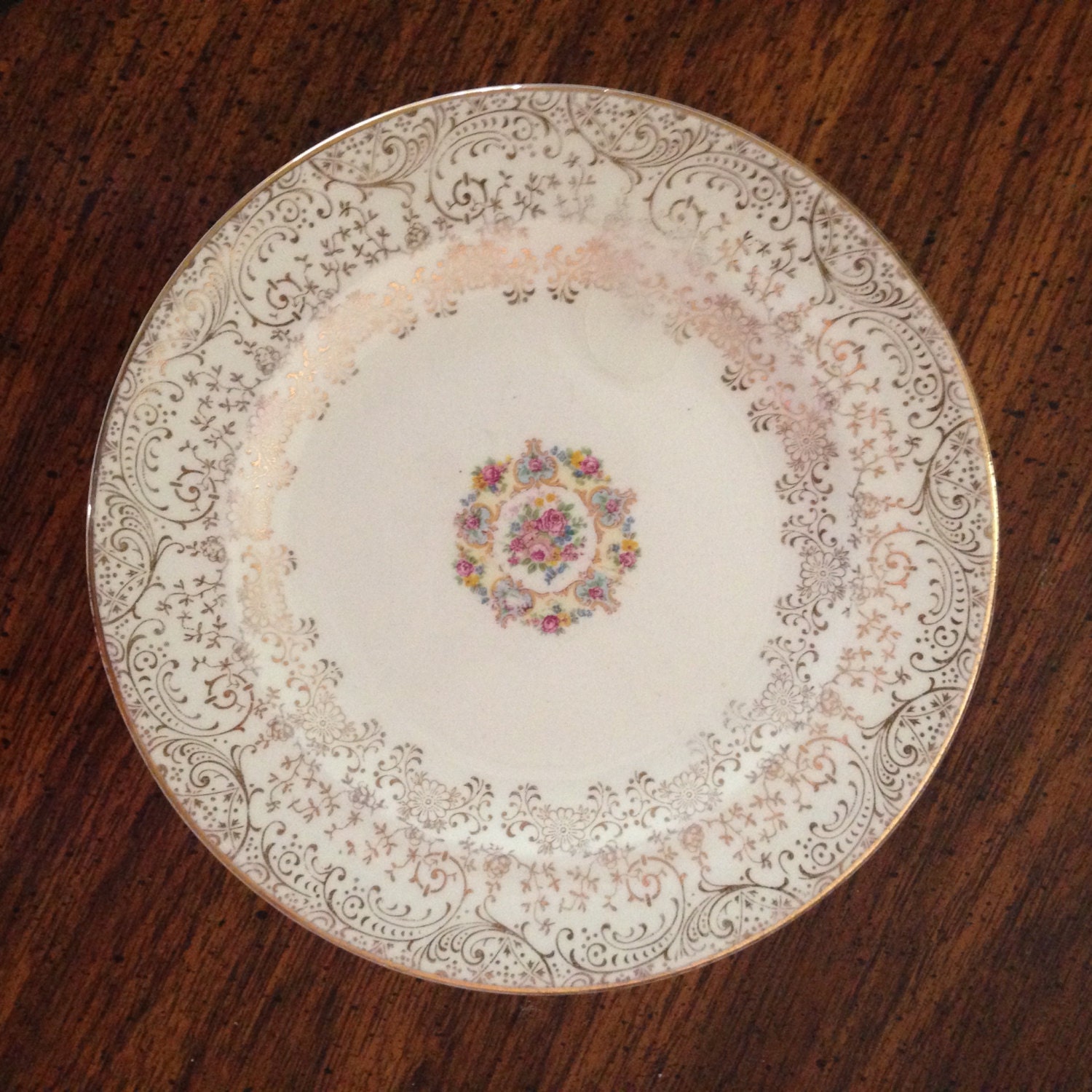 Vintage Set of 6 Vanity Fair 22 kt Gold Appetizer Plates Haute Juice