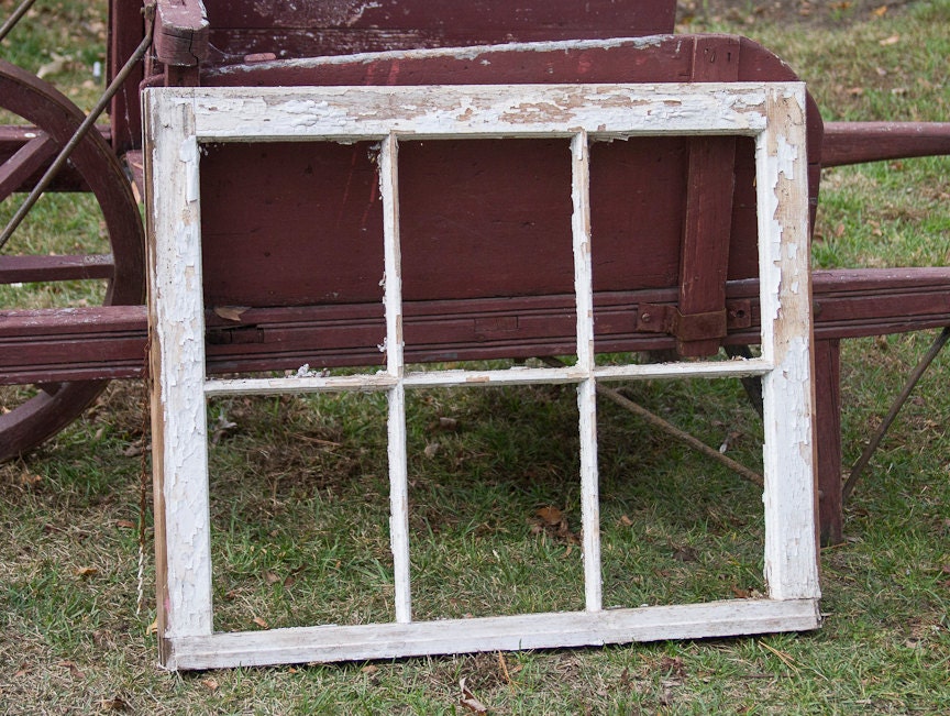 Antique Rustic Window Frame Six Pane Old Reclaimed Wood