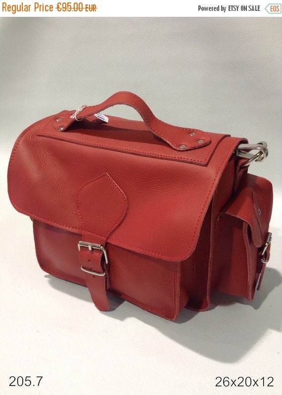 Red Leather Camera Bag DSLR Camera bag in Real Leather