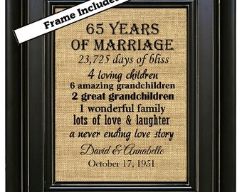 framed 65th wedding anniversary 65th anniversary gifts 65th wedding ...