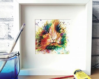 Guinea Pig PRINT, Guinea pig painting, guinea pig gift, guinea pig lover, cavy print, rodent gift, animal print, colourful print, pet art