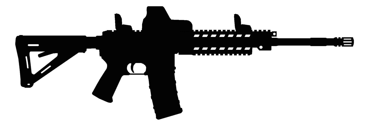 AR-15 silhouette gun sticker no background. Rifle is about