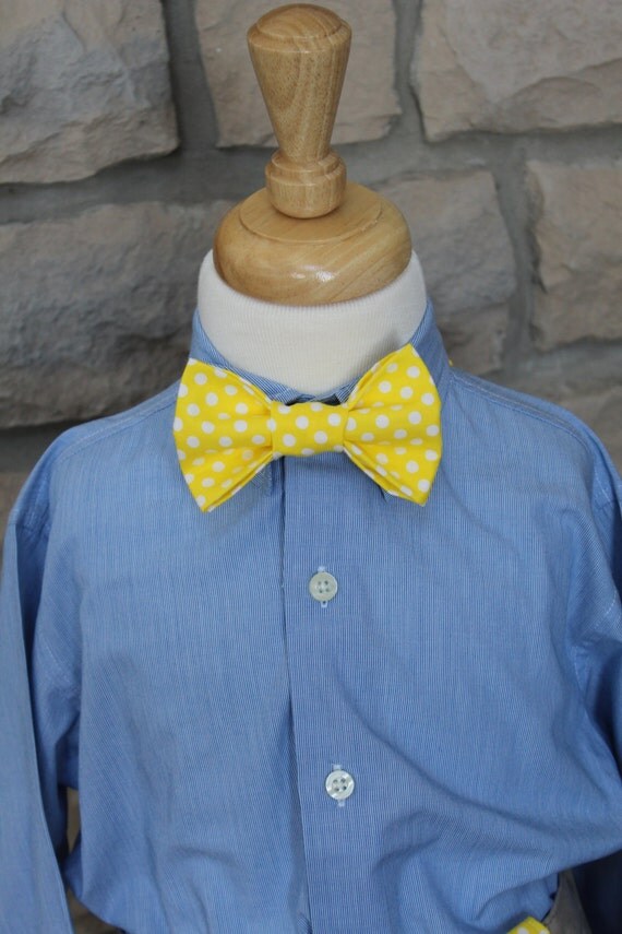 Little Boy Bow Tie Infant/Toddler Bow Tie Yellow and White